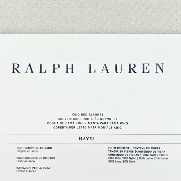 Ralph Lauren Home King Hayes Wool Blend Bed Blanket Classic Cream New NWT - Picture 5 of 7